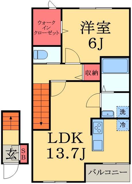 アーバンライフG棟(1LDK/2階)の間取り写真