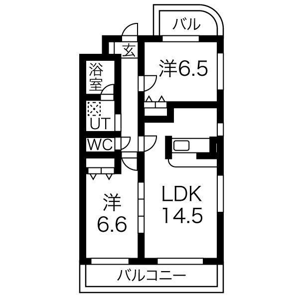LA VERITE(2LDK/3階)の間取り写真
