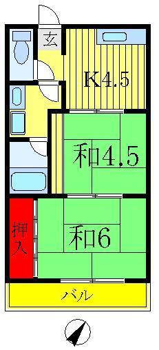 エルジーナ柴又(2K/3階)の間取り写真