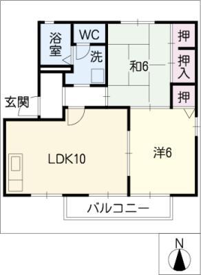 コーポK&M B棟(2LDK/2階)の間取り写真