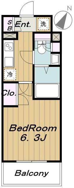 プラウドフラット三軒茶屋(1K/15階)の間取り写真