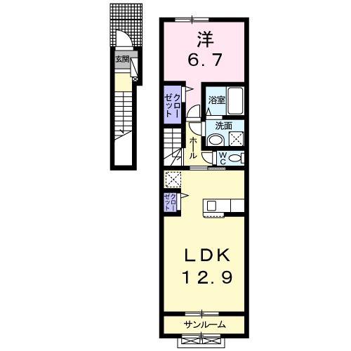 ラフィネ(1LDK/2階)の間取り写真