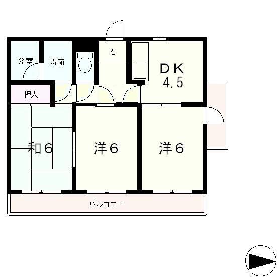 グランメール桜野(3DK/3階)の間取り写真