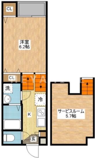VIOLA KOGA(1SK/1階)の間取り写真