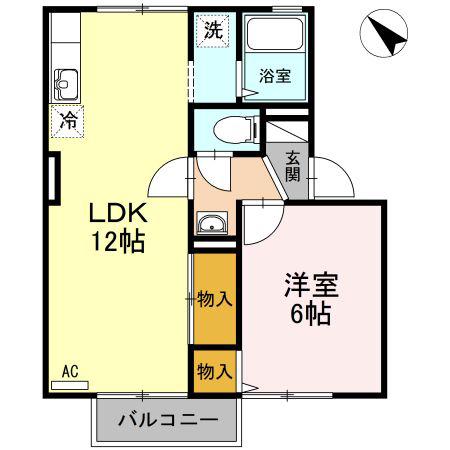 ルミエール・ハシハマ(1LDK/1階)の間取り写真