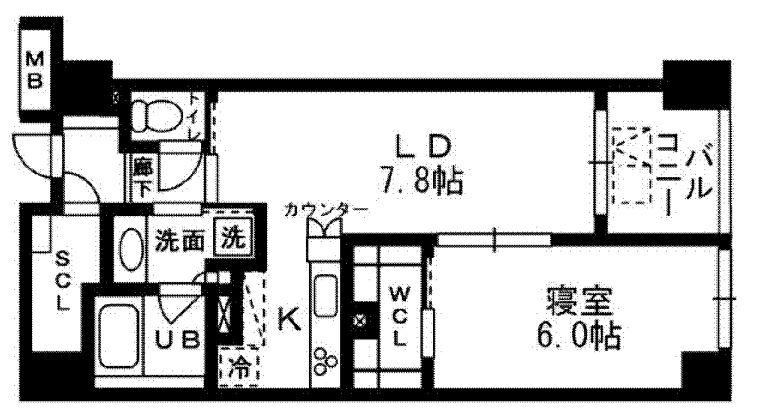 レジディア日本橋浜町(1SLDK/10階)の間取り写真