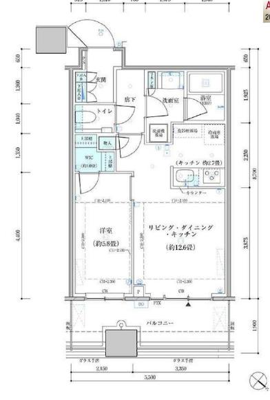 パークタワー勝どきサウス(1LDK/4階)の間取り写真