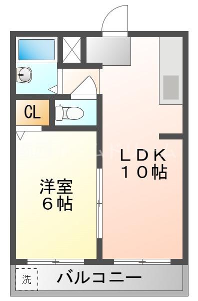 ベル平代(1LDK/2階)の間取り写真