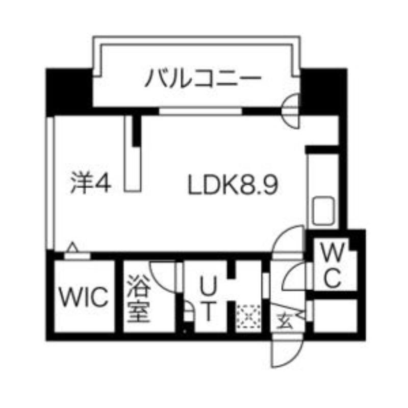 F中の島(1DK/5階)の間取り写真