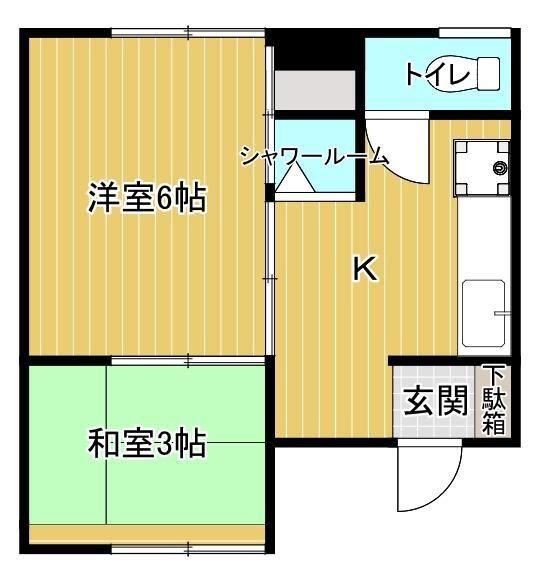 プレジデント信濃 仲通(2K/1階)の間取り写真
