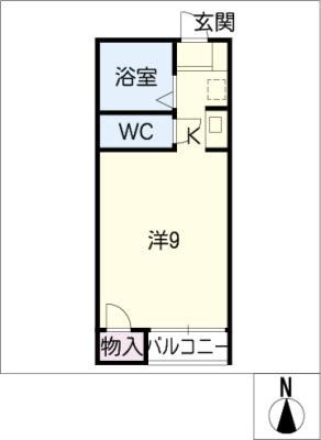 SKY ROCKET II 南棟(ワンルーム/1階)の間取り写真