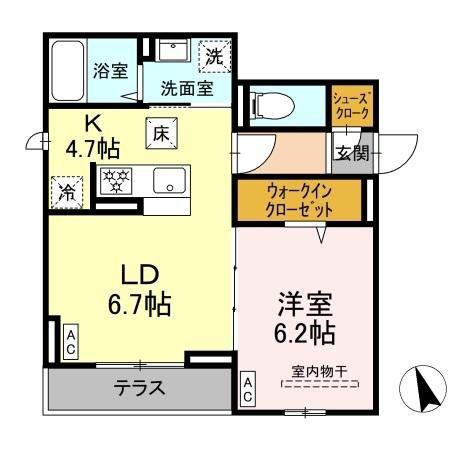前原東2丁目PJ(1LDK/1階)の間取り写真