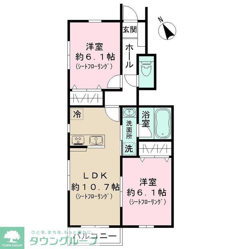 SUN OTTO HILLS(2LDK/1階)の間取り写真