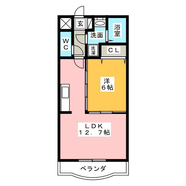 CRYSTAL PALACE(1LDK/2階)の間取り写真
