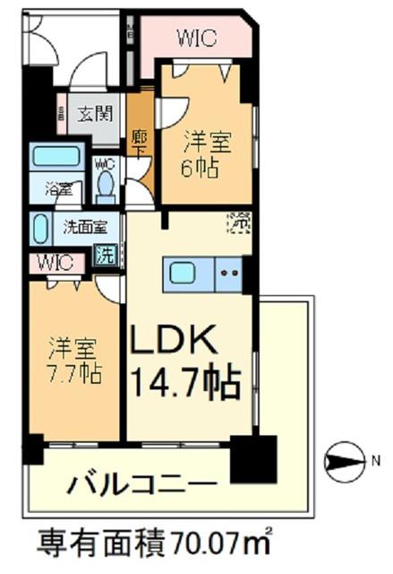 ロイヤルパークスリバーサイド(2LDK/4階)の間取り写真