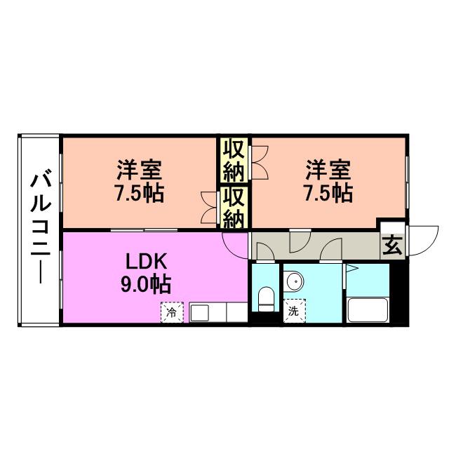 ハイネスコーポ(2LDK/2階)の間取り写真