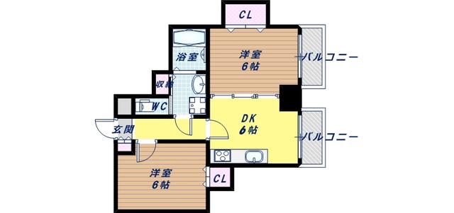 CITY SPIRE難波プレミア(2DK/10階)の間取り写真