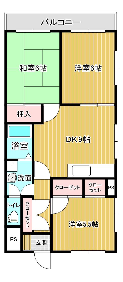 キャビンKATO(3DK/4階)の間取り写真