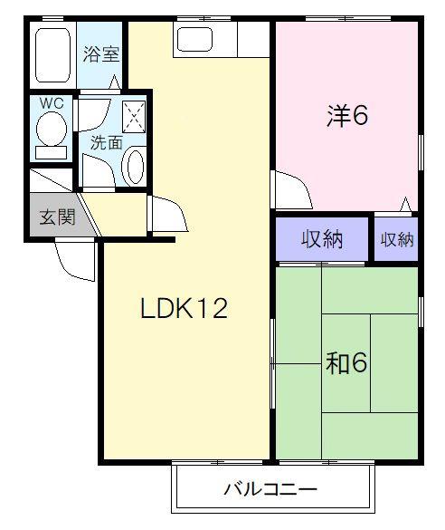アーバンスクエア A棟(2LDK/1階)の間取り写真