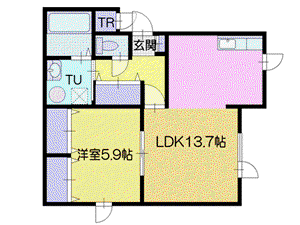 ECOA島松II(1LDK/1階)の間取り写真