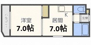 ラ・フォーレ新札幌(1DK/2階)の間取り写真