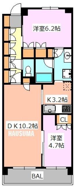 パークグレイス駒込(2LDK/7階)の間取り写真
