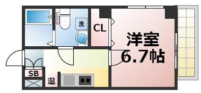 ラカーサ今里(1K/3階)の間取り写真