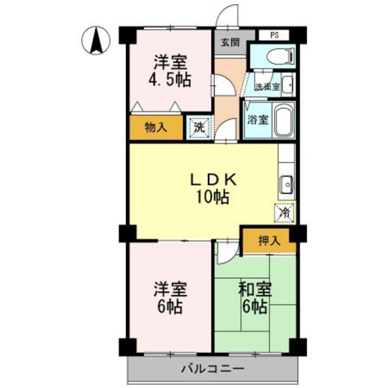 レジデンス板野 (3LDK/5階)の間取り写真