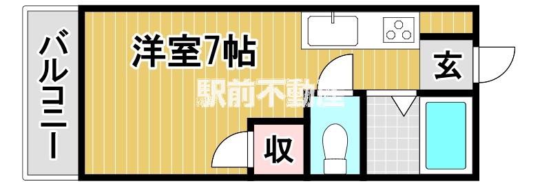 ベルハウスA(ワンルーム/2階)の間取り写真