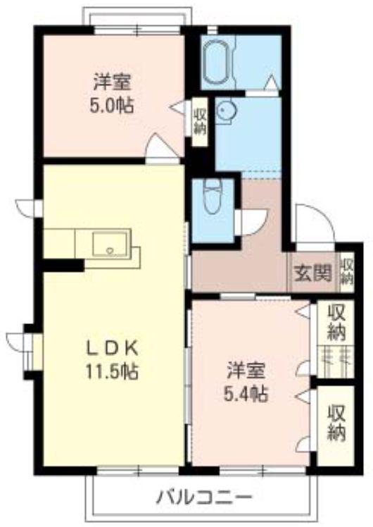 ボナール津田沼A棟(2LDK/1階)の間取り写真