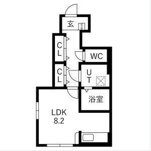 アクアフィオーレ江南(1K/1階)の間取り写真