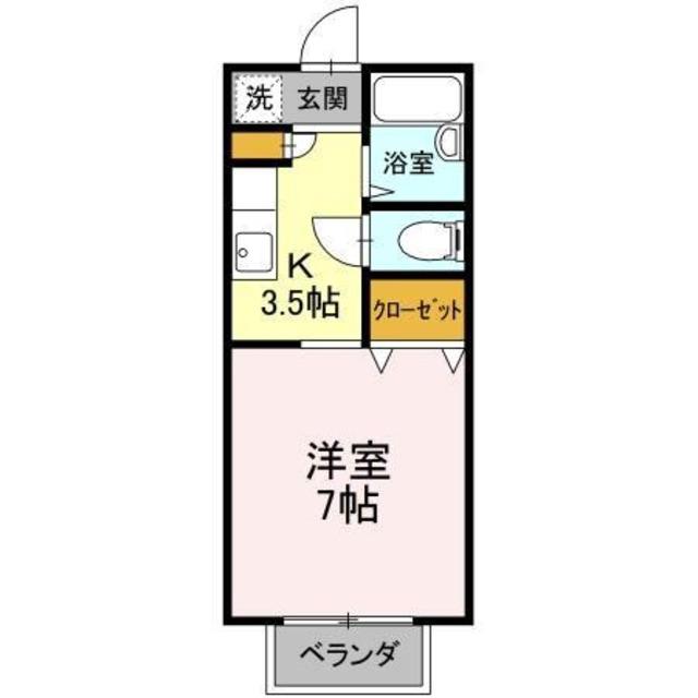 パセオ西府壱番館(1K/2階)の間取り写真