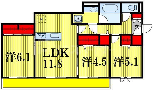 セレーノ・フォレ(3LDK/2階)の間取り写真