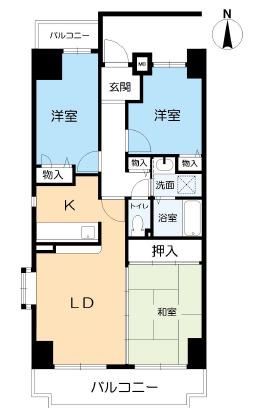 カルティエ甲子園口(3LDK/5階)の間取り写真