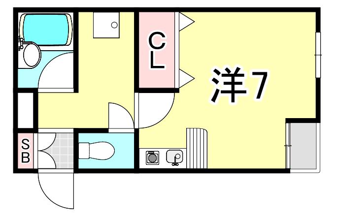 マンションゆう(ワンルーム/2階)の間取り写真