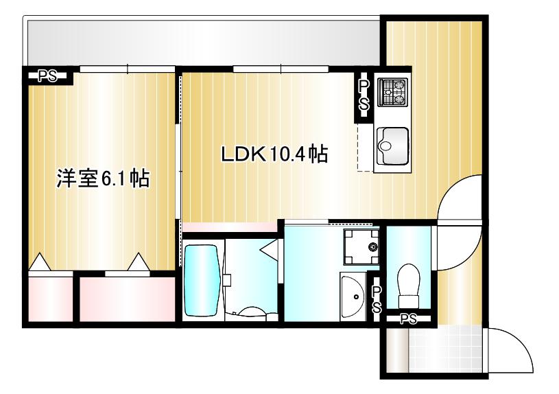 ブルーミア(1LDK/3階)の間取り写真
