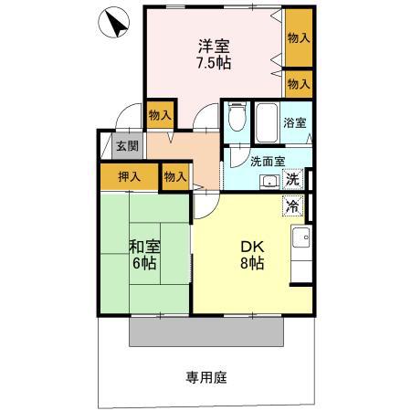 カムールヨシカワ(2LDK/2階)の間取り写真
