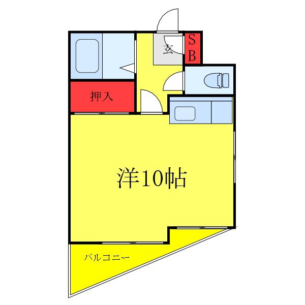 谷ビル(ワンルーム/2階)の間取り写真