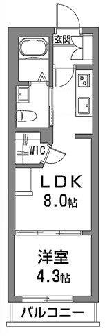 ベレオ桜川(1LDK/3階)の間取り写真