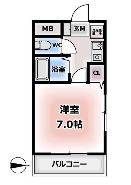 スノーランド城西(1K/2階)の間取り写真