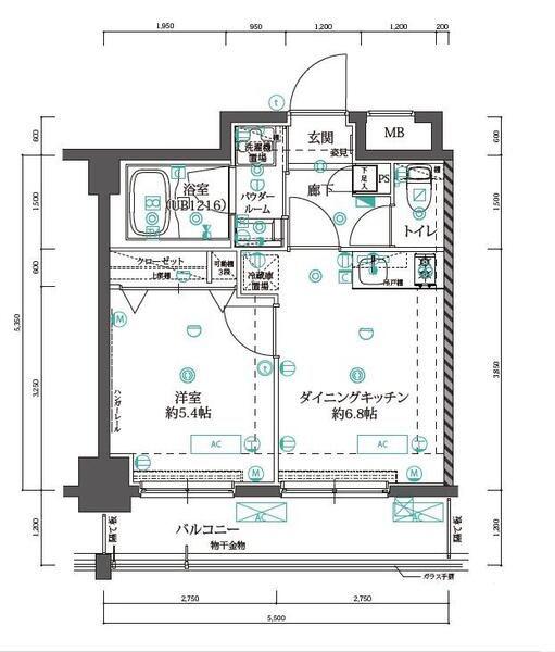 ALTERNA錦糸町(1DK/6階)の間取り写真