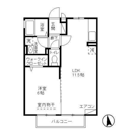 アルティスタB(1LDK/2階)の間取り写真