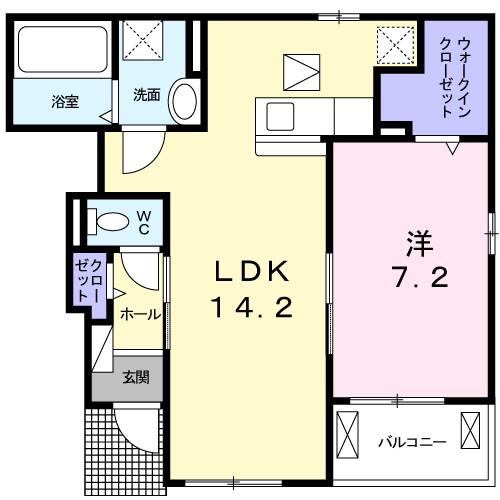 エテルノ・ソーレ(1LDK/1階)の間取り写真