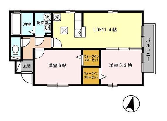 ソレーユ・コートA棟(2LDK/1階)の間取り写真