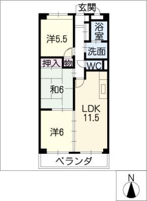グレイス稲島(3LDK/1階)の間取り写真