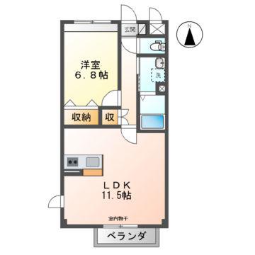 モンレーヴ(1LDK/2階)の間取り写真