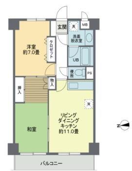 ヒル・イーストS.S(2LDK/8階)の間取り写真