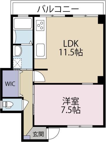 幸崎ビル(1LDK/1階)の間取り写真