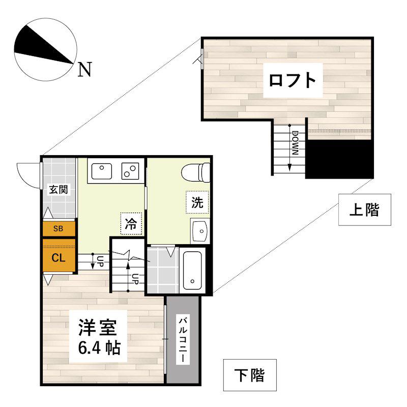 U-STYLE.TSUKIDE6(ワンルーム/2階)の間取り写真