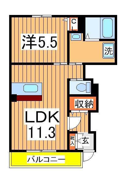 DO GRUN(1LDK/1階)の間取り写真